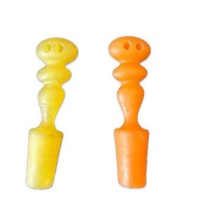 Kozial GERMANY 1999 stamped Vintage Silicon Wine Stoppers Orange & Yellow